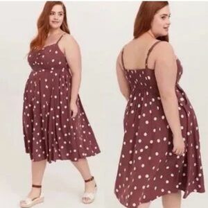 Torrid Brown Polka Dot Midi Dress